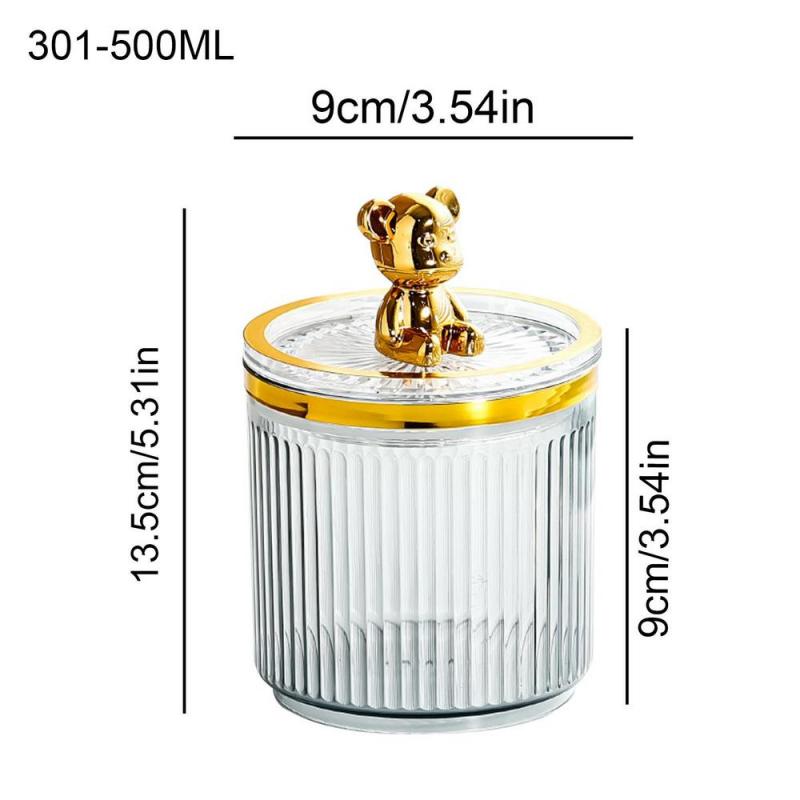 Luxury Bear Cotton Pad Organizer Bathroom Storage Box For Cotton Swabs Toothpick Cosmetics Jewelry Makeup Remover Pad Container