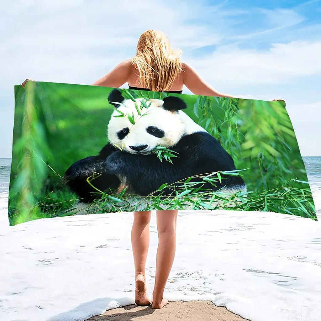 Cute Panda Beach Towels Quick Dry Microfiber Soft and Absorbent Bath Towel Outdoor Travel Oversized Beach Towel for Adults Kids