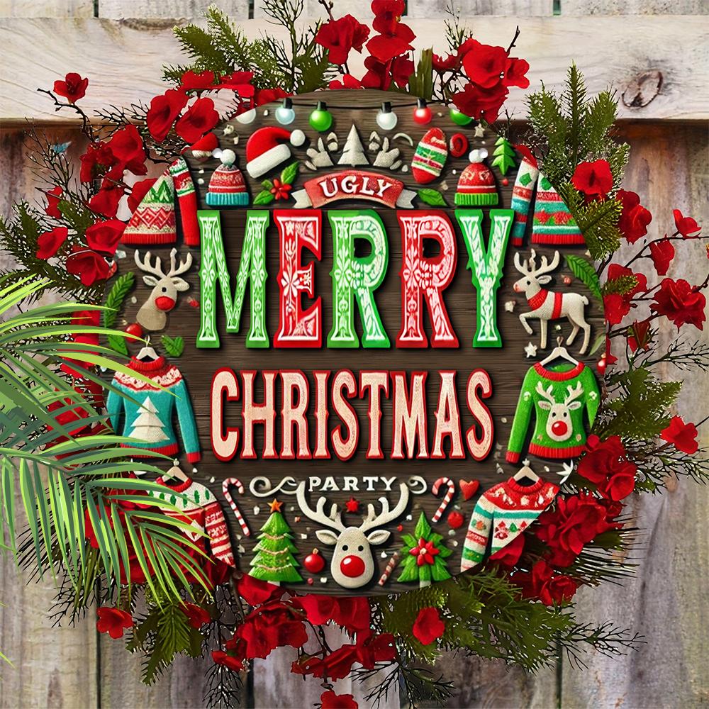 Christmas decoration sign,indoor hanging decorations,2D flat Wooden products with "MERRY CHRISTMAS"logo,Christmas gifts for friends and family