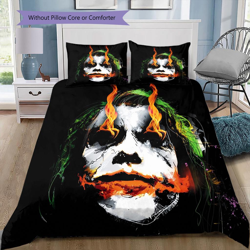Clown Bedding Set, 1 Duvet Cover & 2 Pillowcases, Unique Home Decor, Great Gift for Movie & Cartoon Fans