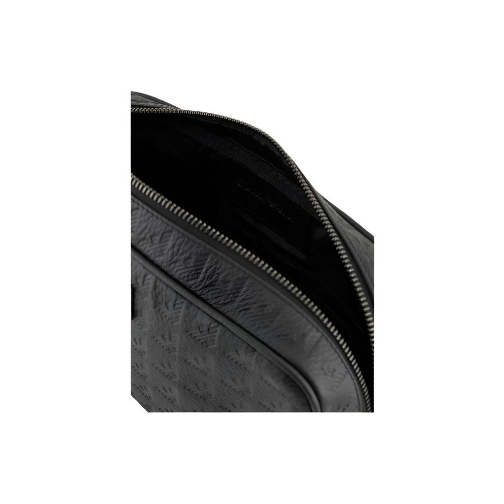 Emporio Armani Iconic Metal Eagle Logo Pattern Calfskin Leather Clutch Small Men clutch Black EM001738-AF14774-UC001