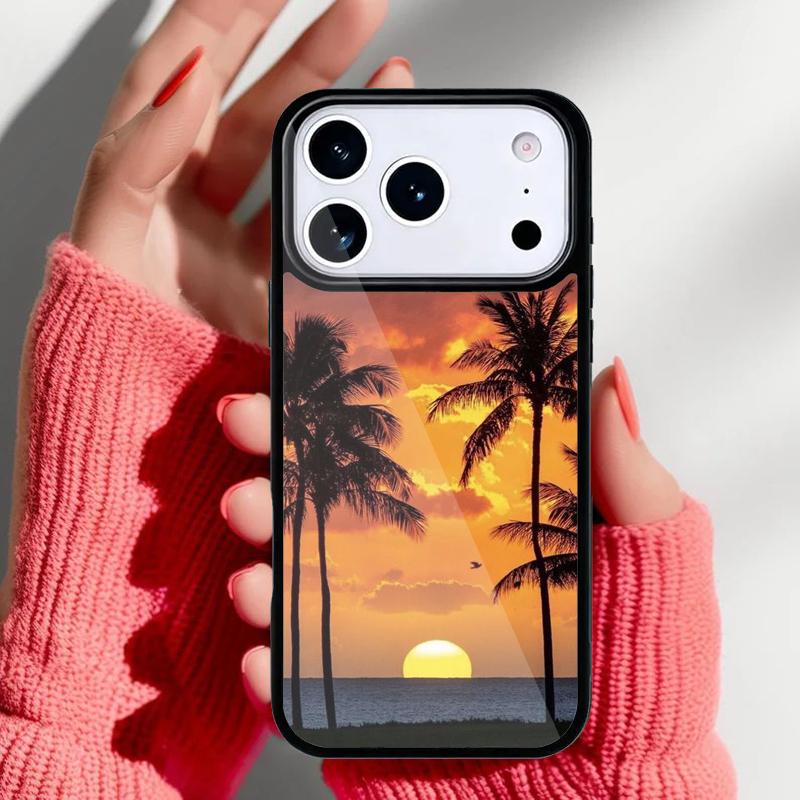 Summer Beach Sunset Palm Tree Phone Case for iPhone 17 Air 16e 15 14 13 Pro Max Back Cover for 12 11 Pro Coque