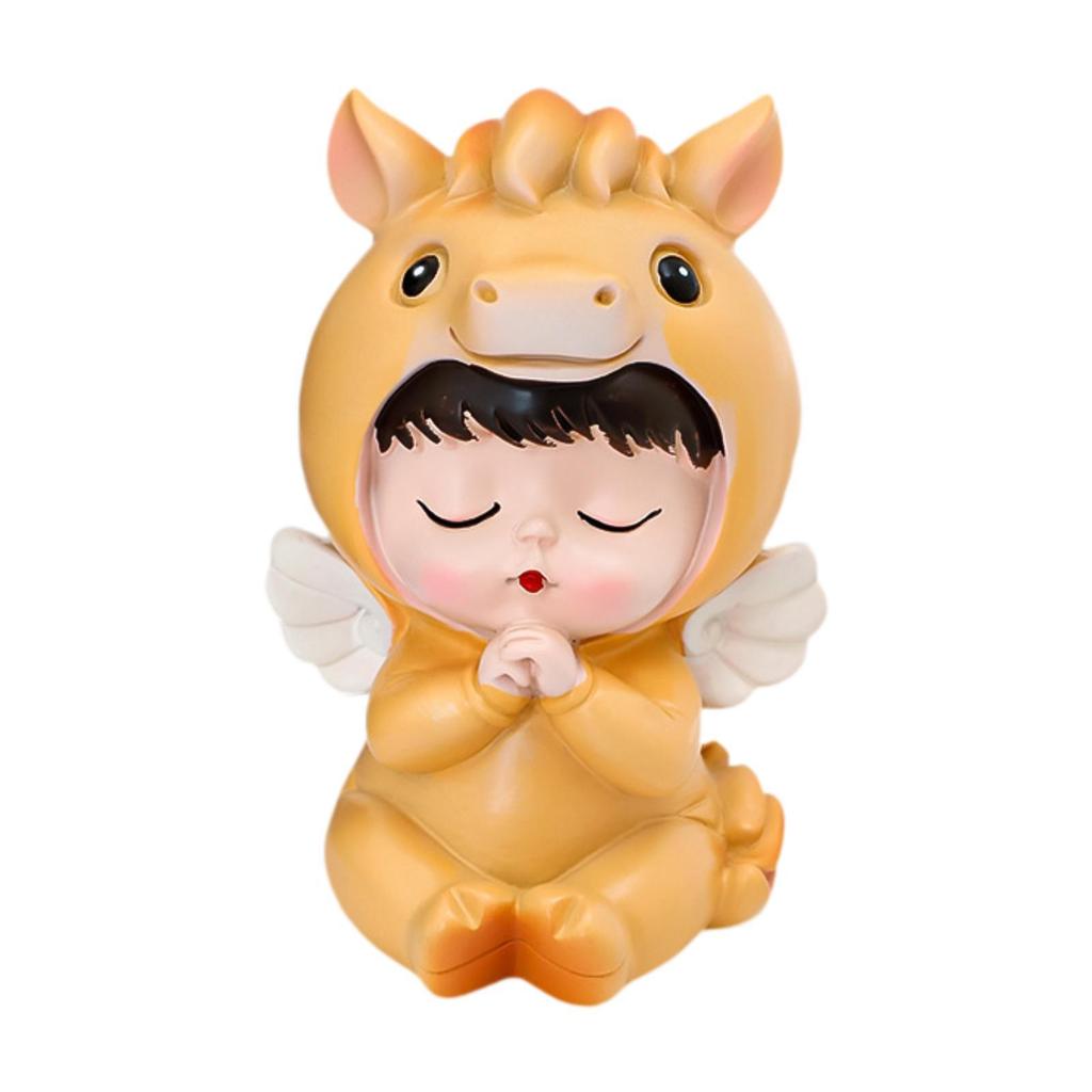 Resin Horse Statue, Cute Crafts Fengshui Figurine, Creative Animals Sculpture for Bookshelf, Entryway