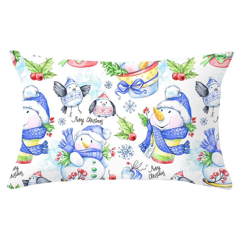 Simple Cartoon Print Series Christmas Waist Pillowcase Peach Skin Printed Pillowcase Home