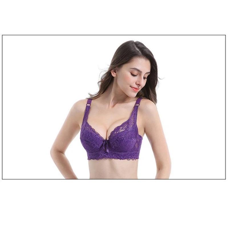 Large Size Ultra-thin Cotton Cup Adjustable Sexy Women Bra Lace Breathable Comfortable with Steel Ring Push Up Ladies Underwear