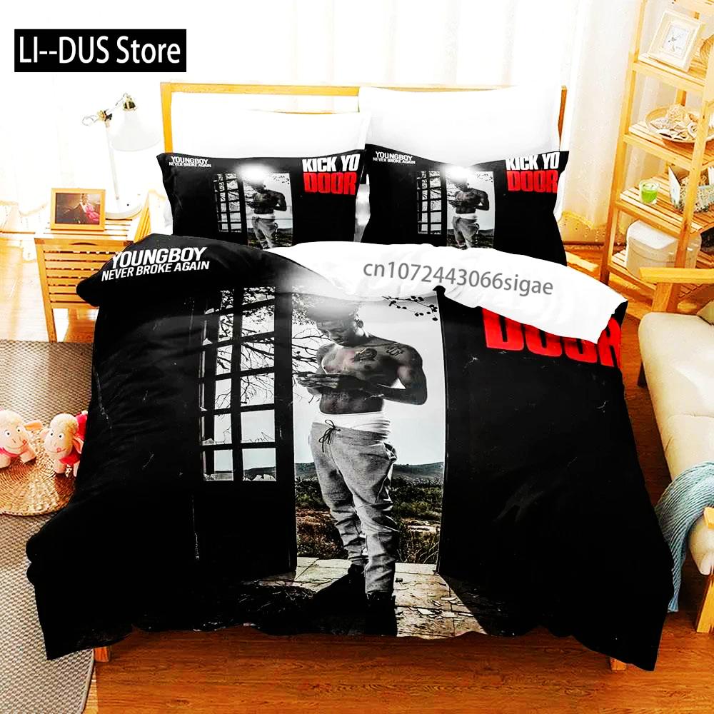 

Rap YoungBoy Never Broke Again Bedding Set Single Twin Full Queen King Size Aldult Duvet Cover Sets For Boys Bedroom 3D Print EU Single(135*200cm)3pcs