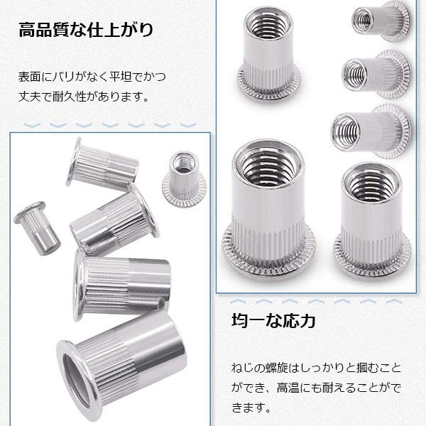 Pop-Nietmuttern-Set (für Nieten/Mutternanzieher) Stahl-Blindnietmuttern, 6 Größen, 150 Stück, metrisch