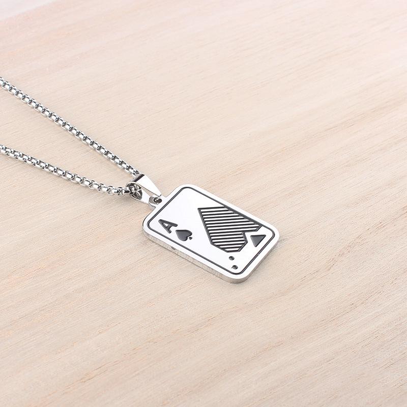Men's Spade Pendant Necklace: Stainless Steel, Hip Hop Style, Hoodie Chain, Couple Accessories.