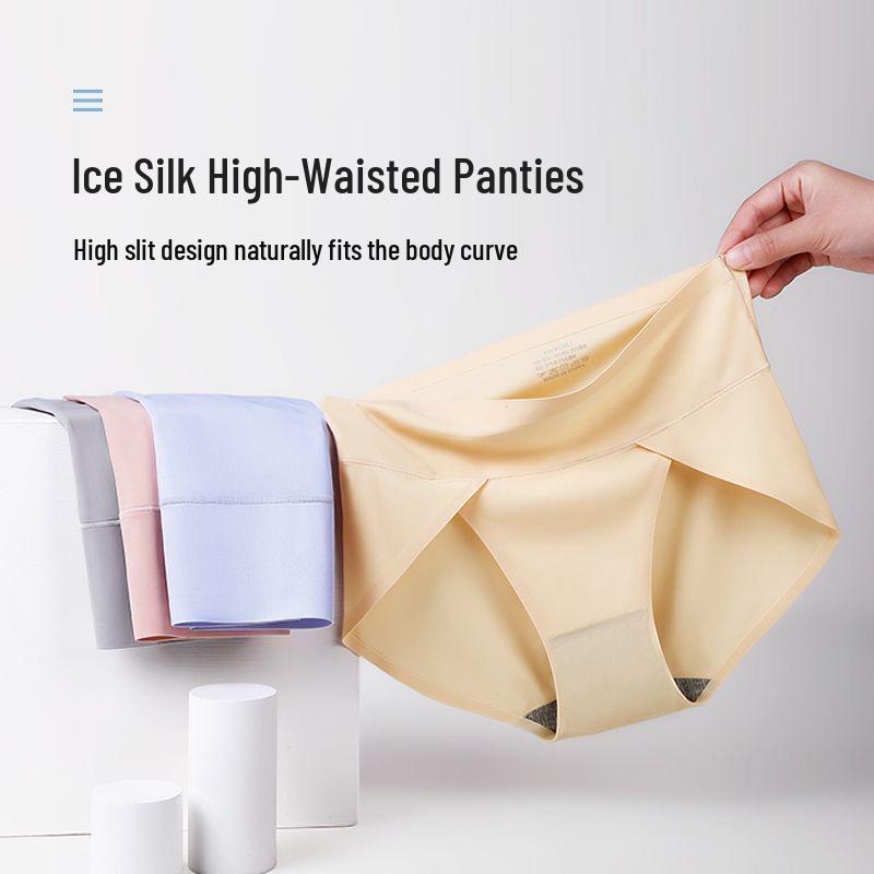High Waist Solid Color Plus Size Seamless Women's Panties, Pure Cotton, Breathable, with Cotton Crotch.
