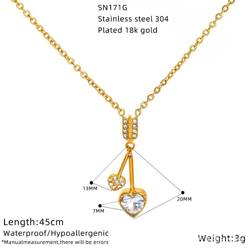 Edelstahl Licht Luxus Zirkon Halskette Weiblich Liebesanhänger Premium Gefühl Schlüsselbeinkette