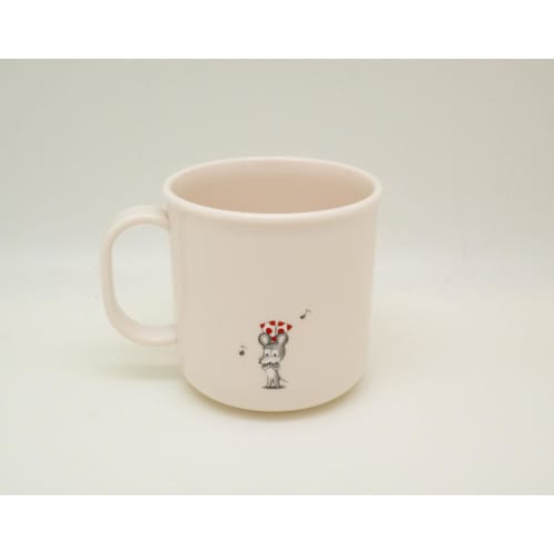 OSK Mouse Vest Plastic Cup, Gray, 200ml, Made in Japan, Dishwasher and Microwave Safe, with Handle, Stylish and Cute, Antibacterial, Shatter-Resistant