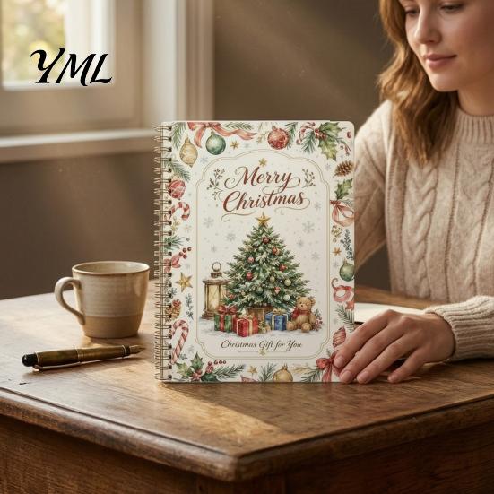 Holiday Gift Giving Accessory Christmas Card Book, DIY Spiral-Bound Merry College Survival Personalized Greeting Book Kit, 10-Page for Students