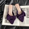 French pointed toe women 2025 summer new fashion temperament bow princess with skirt cool slippers
