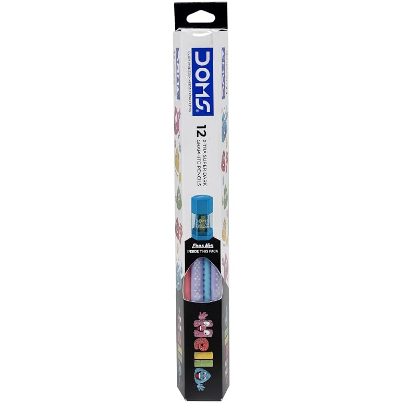 Doms Hello X-Tra Dark Pencil (Pastel Shades) With Free Erasner (Erase + Sharp), Black