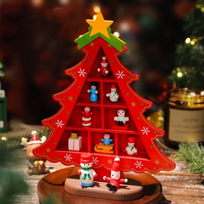 Mini Wooden Christmas Tree Festive Tabletop Decor For Holiday Home Decoration