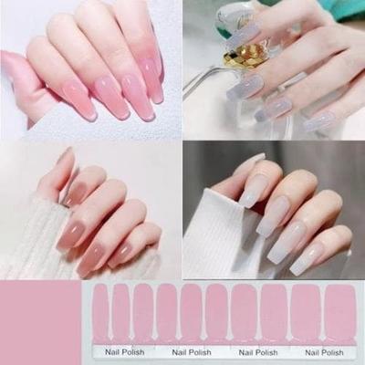 Semi-transparent Pure Flash Self-adhesive Gel Nail Sticker Pedicure Nail Tip Art Material Set X (2 Pieces)