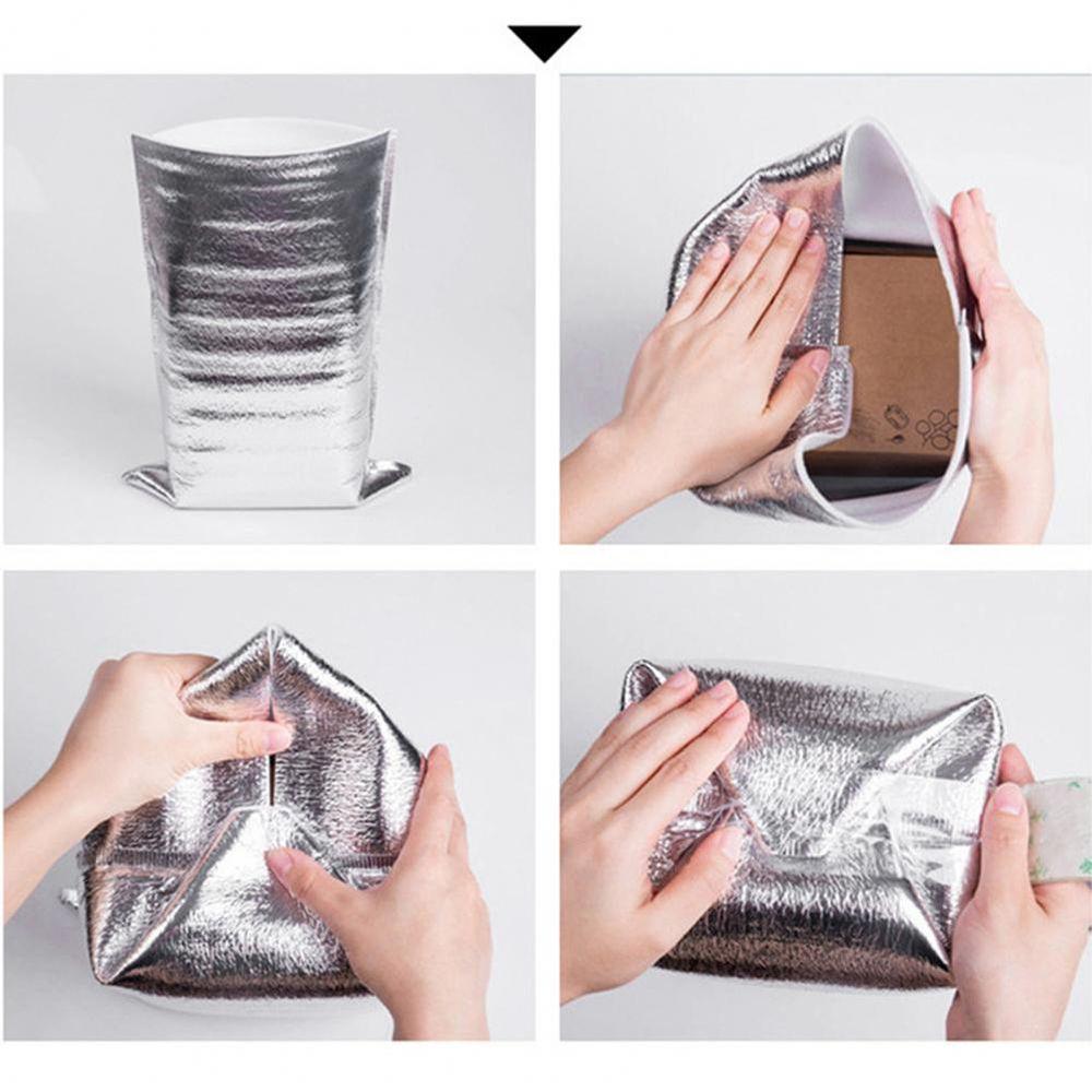 50Pcs/Pack Folding Aluminum Foil Bag Portable Ice Cold Warm Insulation Bag Food Thermal Drink Storage Cooler Bag