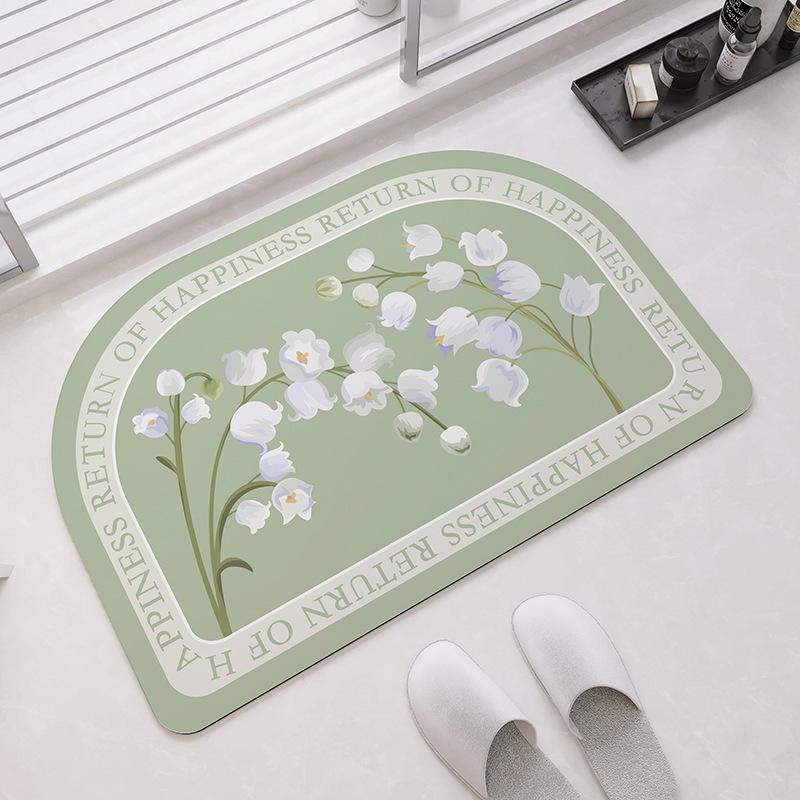 

Modern Simple Bathroom Moisture-wicking Diatom Mud Pad Toilet Door Area Slip-resistant Mat Wash Basin Lily of The Valley Carpet 40*60cm