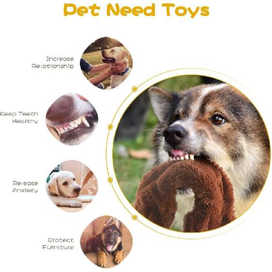 Dog Squeak Toys, No Stuffing Plush Dogs Chew Toy Bundle for Small Medium Large Breed Chewer Tough Durable Squeaky Pet Fetch Puppy Teething Chewing