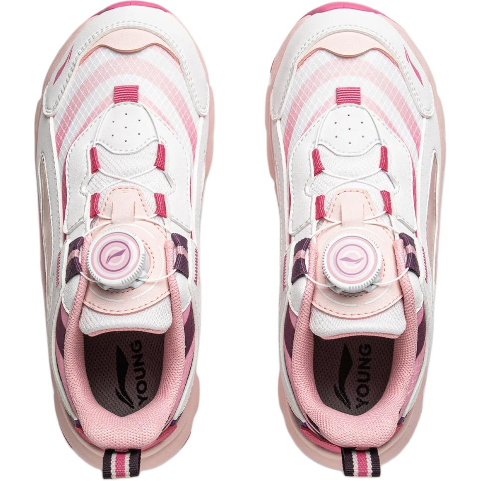 Li Ning Kids Sports Lifestyle Little Aurora Comfortable Fashion Versatile Casual Shoes Kids Casual Shoes Standard-White Pink YKNU090-22