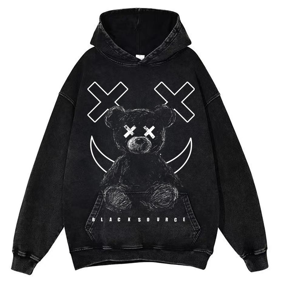 Bärenaufdruck T-Shirt Herren Sommer Baumwolle Täglich Lässig T-Shirt Harajuku Stil Locker Atmungsaktiv Rundhals Kurzarm Oberteil