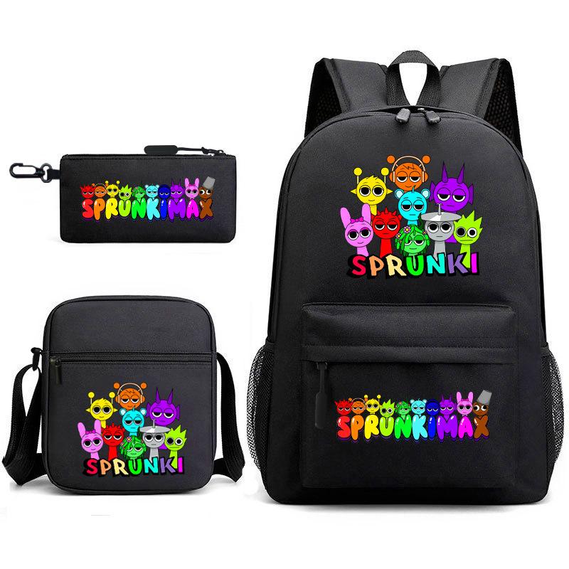 Anime Cartoon Backpack Sprunki Large Capacity Primary School Student Schoolbag Satchel Pencil Case