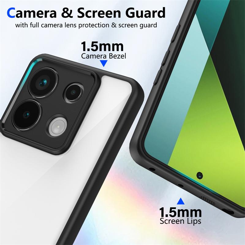 High Quality Transparent Acrylic Back Case for Xiaomi Redmi iPhone Samsung for Xiaomi Poco X7 Pro X5 X3 M7 M6 M5 M4 F6 C75 C65 C55 Cover Silicone TPU