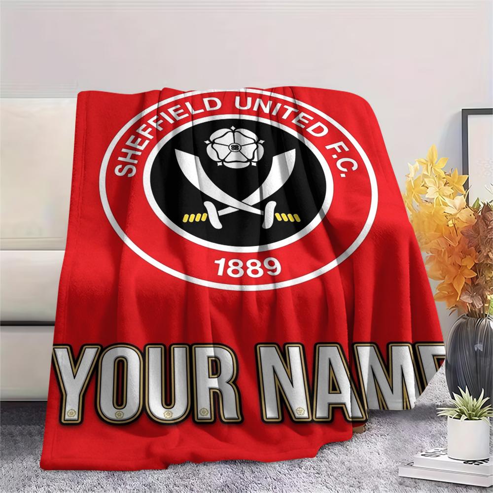1PC Custom Name Sheffield United FC Patterned Flannel Blanket Suitable For All Seasons for Home Decor Warmth and Comfort Gifts Holiday Present