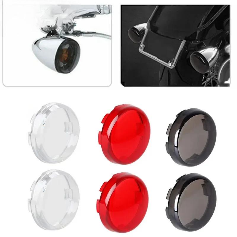 Motorcycle Bullet Turn Signal Light Lens Cover Red Smoke Clear ABS Plastic Indicator Blinker Shell Case Replacement for Harley Sportster Dyna Softail