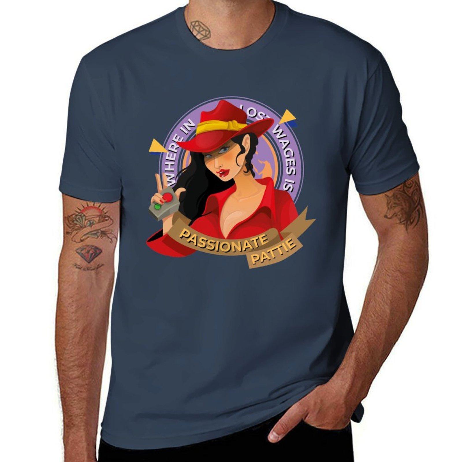 Where In Lost Wages Is Passionate Pattie Tshirt Basic Crew Neck Short Sleeve Top S