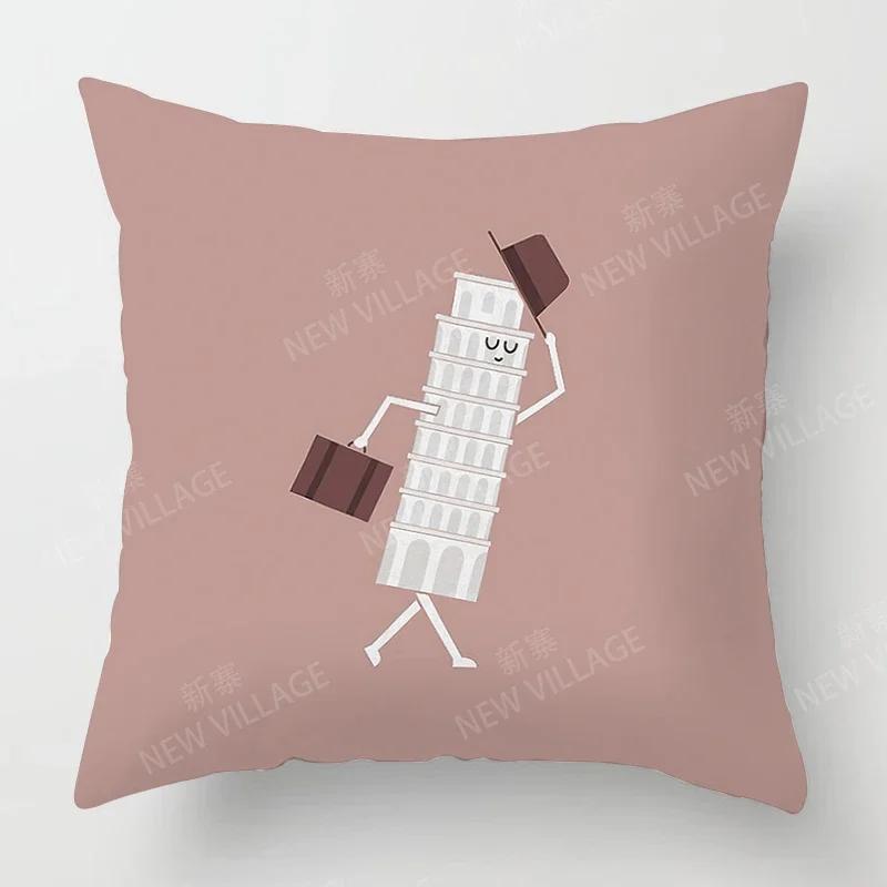 Nordic Home Decor Throw Pillowcase Sofa Cushion Cover Modern 45X45Cm 45*45 50X50 60*60Cm Child Kawaii Cartoon 40*40 Living Room