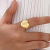 Brushed Stainless Steel Heart Ring for Women,Gold Plated Open Adjustable Finger Rings,Vintage Jewelry Gifts