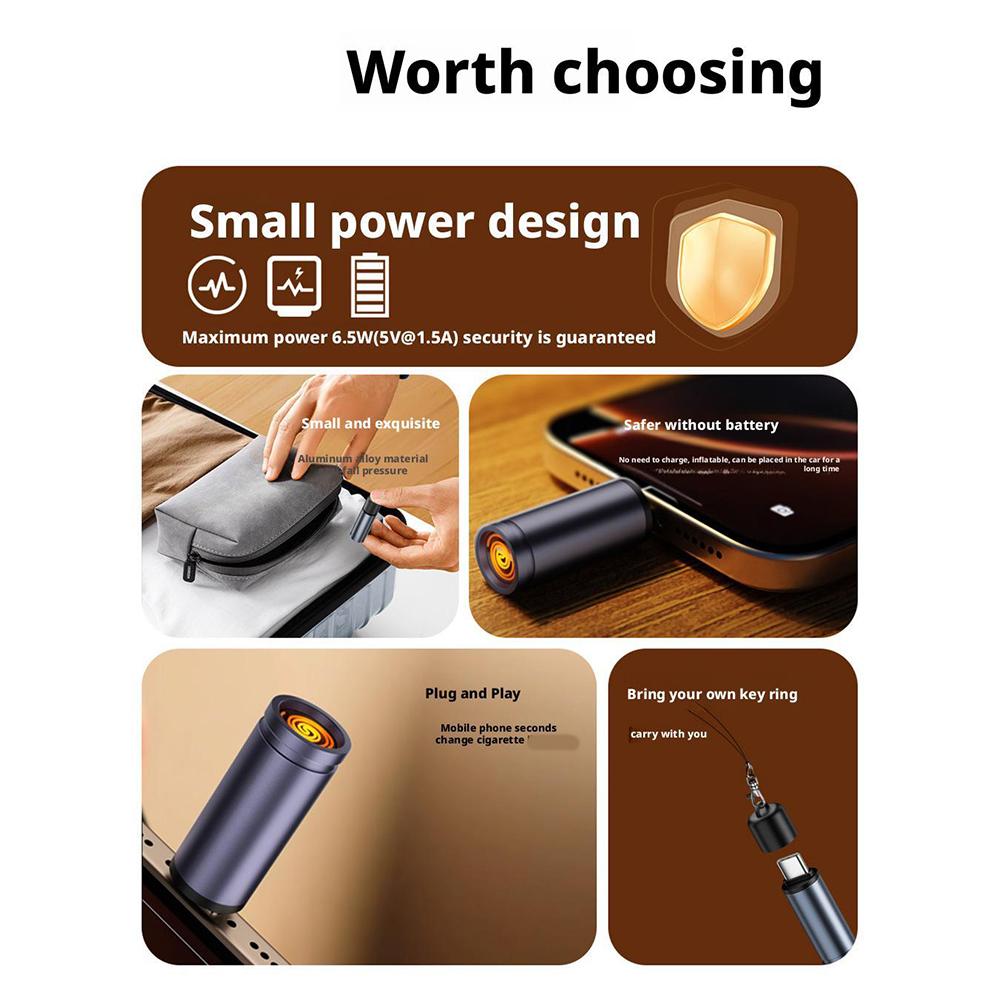 2pcs Compactly Type C Lighter Electric For Easy Carrying Storage TypeC Mini Cigarette Lighter For Air Travel Outdoor No Flame