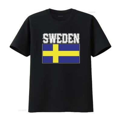 Sweden Text Flag Swedish Pride Sverige Svensk Stolthet Unisexs T Shirt Vintage Washed Graphic Stylish Breathable Soft