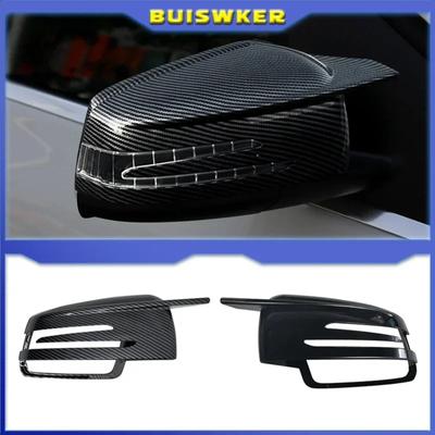 2 ΤΕΜ Ανταλλακτικά Καπάκια Καλύμματος Πλαϊνού Καθρέφτη Οπισθοπορείας με Μοτίβο Καρβονικών Ινών για Mercedes Benz W176 W246 W204 W212 W221 C117 X204 X156