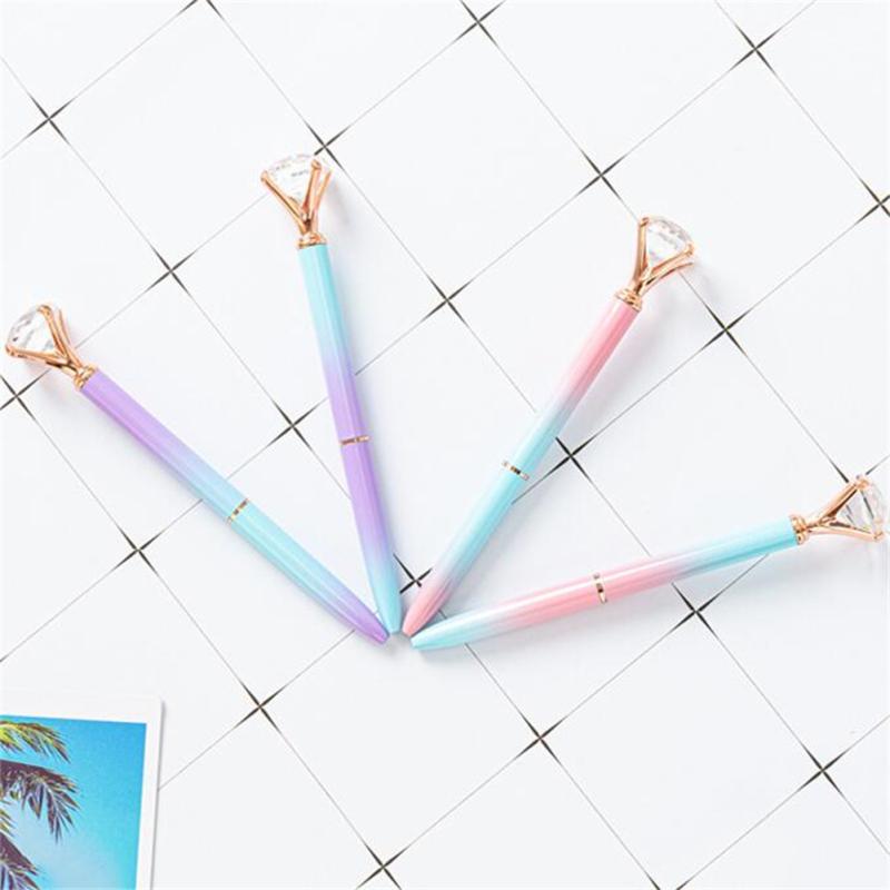 Großer Kristall-Diamantkopf-Kugelschreiber, 14 cm, 1,0 mm Farbverlaufsstift für Studenten, Schreibwaren, Büro