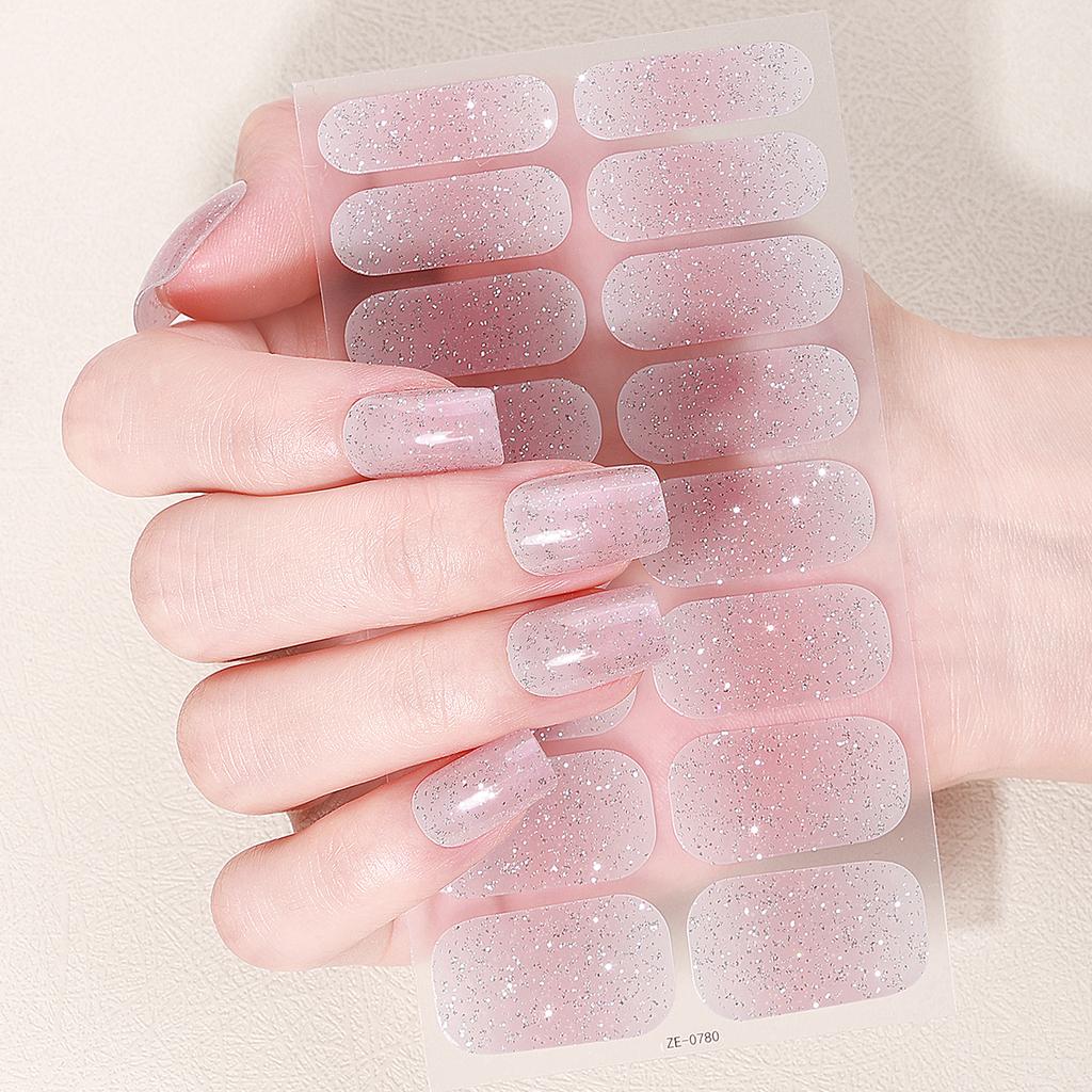 16Tips Gradient Baking-Free Nail Stickers Glitter Auroras Nail Polish Strips Full Cover Manicure Decoration Nail Art Decals