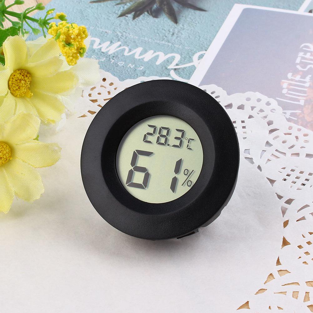 LCD Cigar Hygrometer Thermometer with Embedded Installation, Temperature and Humidity Meter for Humidor, Black Round Face