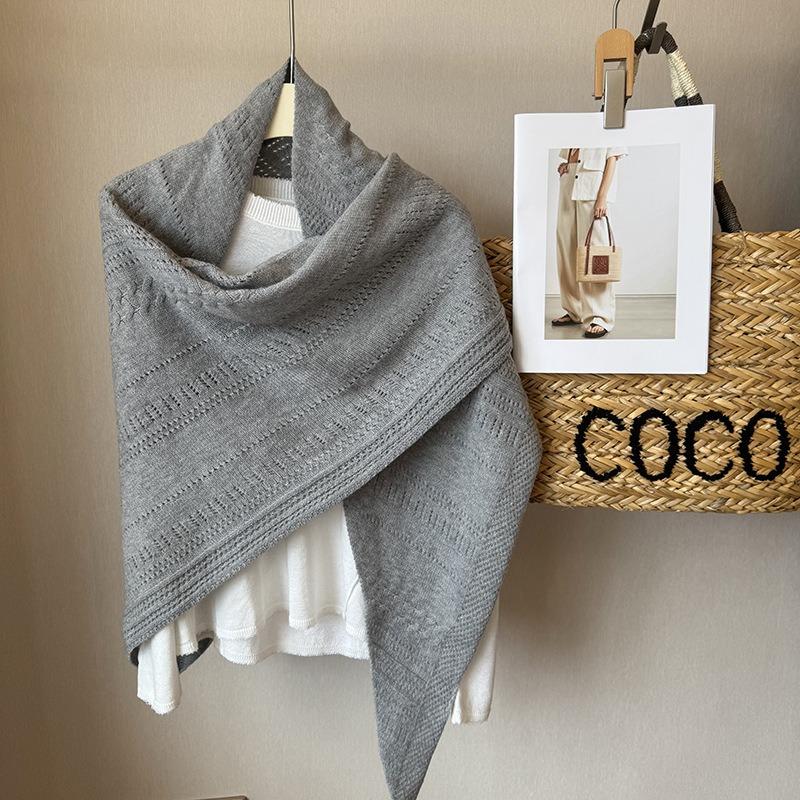 Meier Wollschal, neuer hohler einfarbiger Schal für Herbst und Winter, gestrickter Dreiecksschal, warmer Schal.