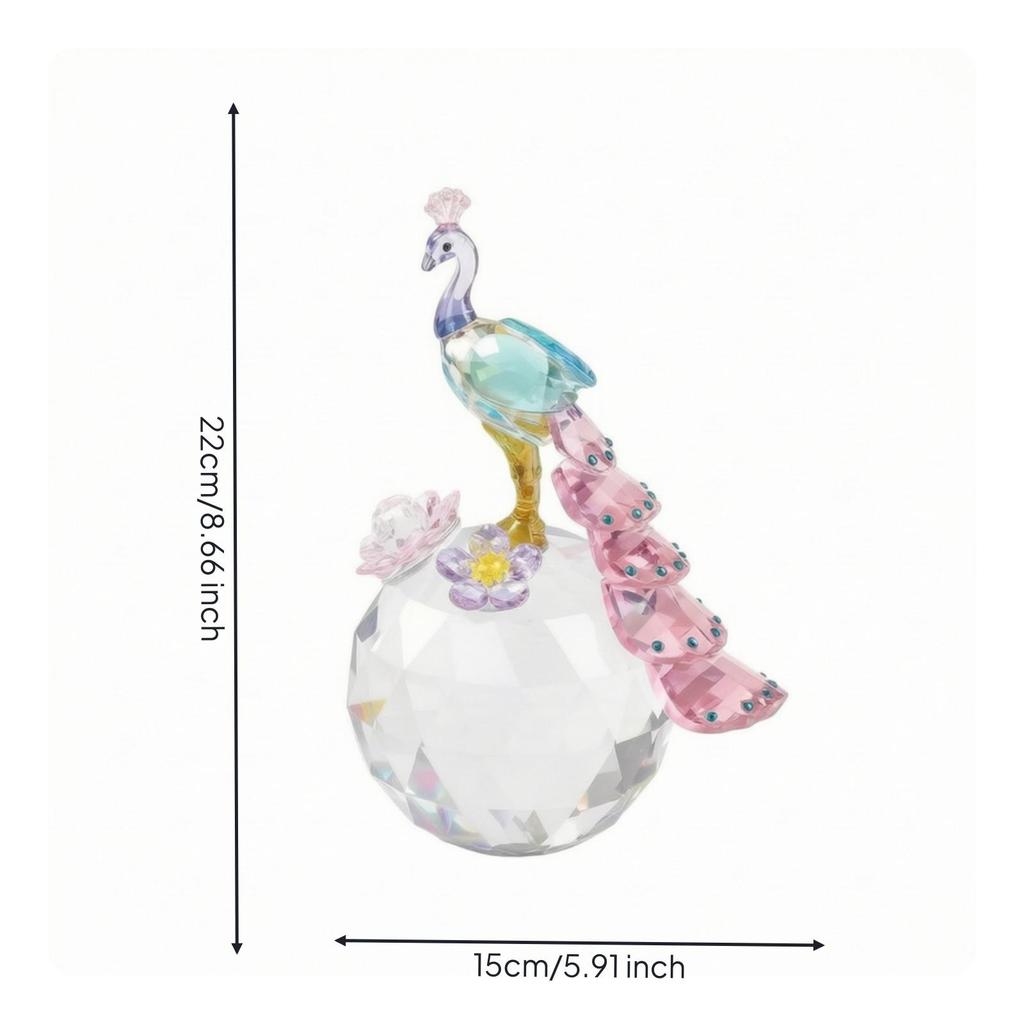 Crystal Peacock Decoration Multi-Faceted Intricate for Living Room