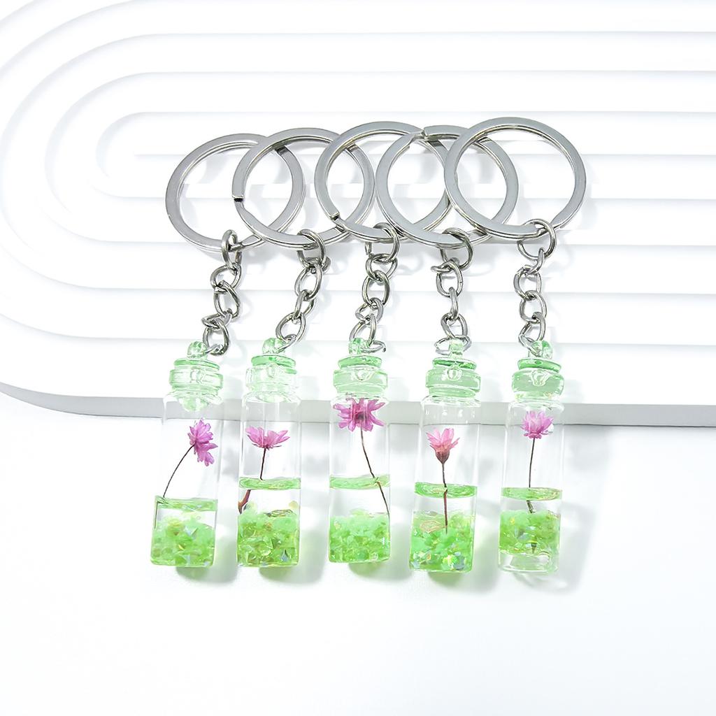 5 Pcs Creative Luminous Wishing Bottle Keychain Immortal Flower Bottle Pendant Couple Family Keychain Pendant