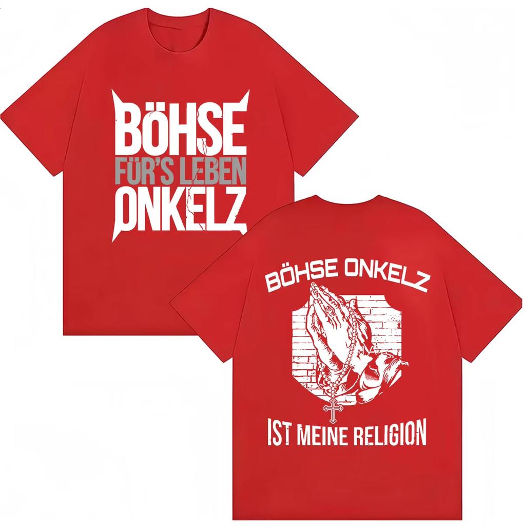 2026 Summer Hot Sale Rock Band Böhse Onkelz T-shirts Ist Meine Religion Men Women Vintage Hip Hop Oversized T Shirts