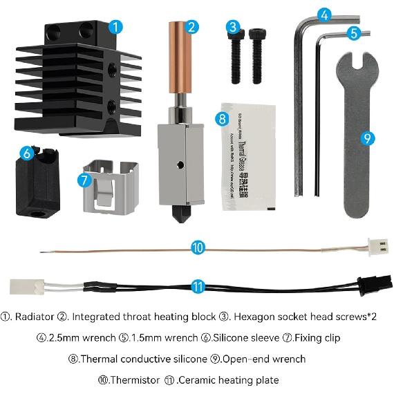 Upgrade Hotend for Qidi X Plus 3 / X Max 3 / X for Smart 3 / Q1 Pro 3D Printer Accessories Hotend