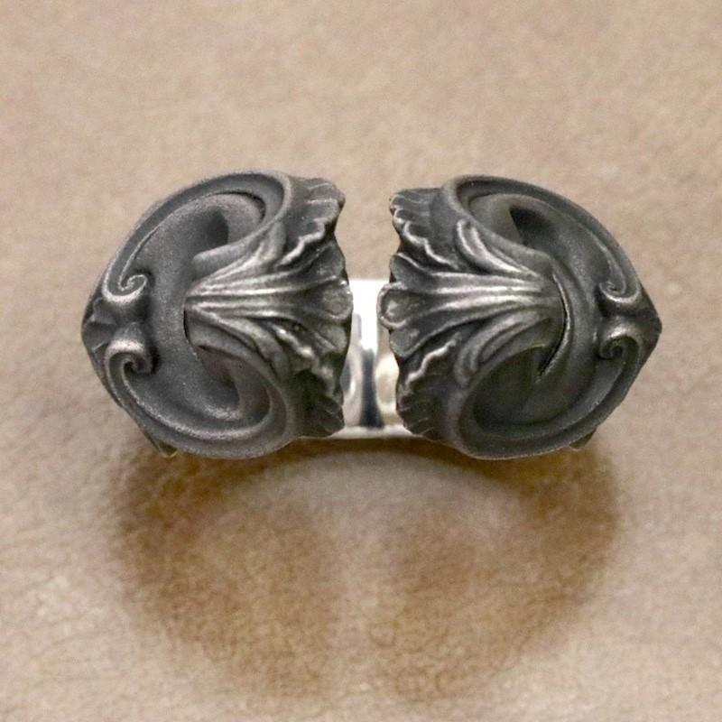 Adjustable Sterling Vintage Double-Faced Eye Carved Ring Men Women Geometric Asymmetrical Gothic Style
