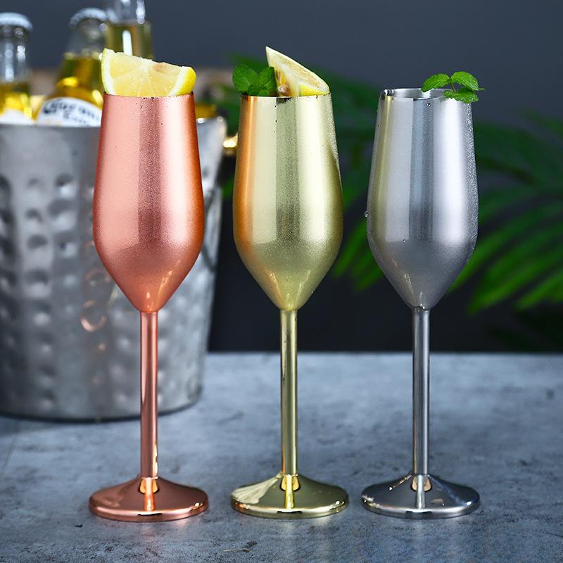 Elegant Gold Silver Stainless Steel Champagne Glasses Cocktail Glass Goblet Best Gift For Wedding Party Birthday Party Christmas