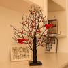 Christmas LED String Lights with Red Berries and Birds - Festive Tabletop Ornaments and Tree Decor