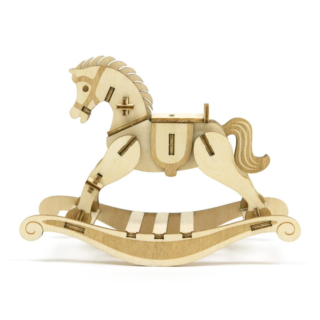 Rocking Horse A wooden 3D puzzle DIY craft kit that can be enjoyed by elementary school children to adults An educational toy for boys and girls A