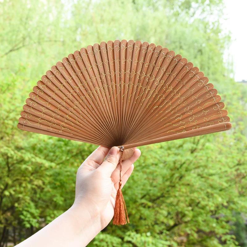 Dream Lotus Mini Japanese-Style Handheld Full Bamboo Fan Hanfu Classical Dance Qipao Portable Folding Fan Girl Group Folding Fan