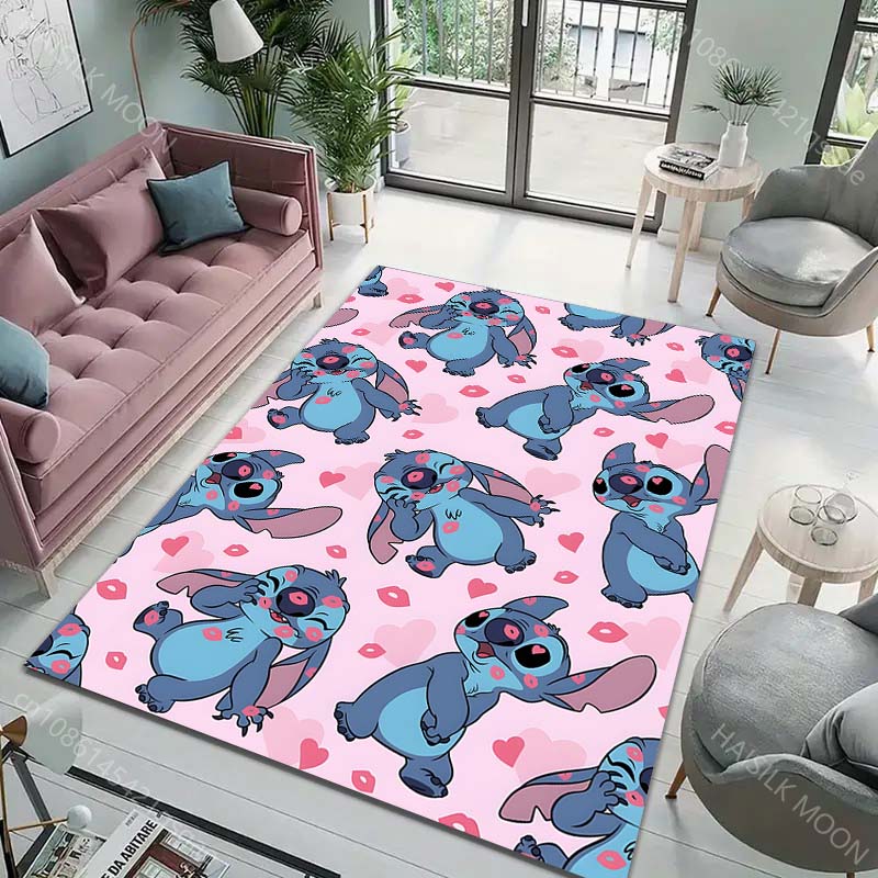 Potdemiel 3D Stitch Cartoon Rug Carpet for Living Room Children Bedroom Mat Sofa Doormat Floor Rug Home Decor Mat Fast Shipping