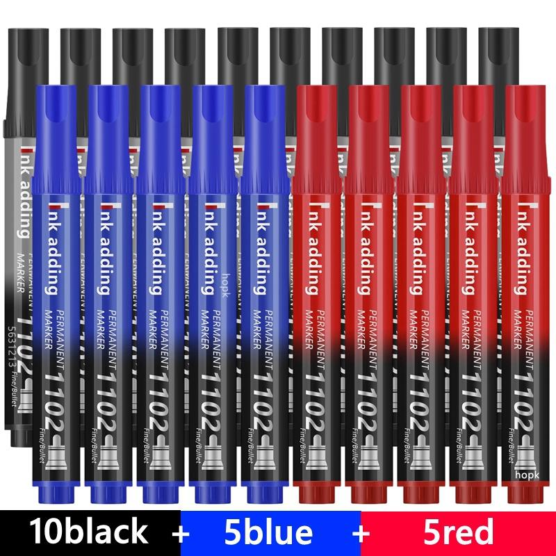 3-100 Pcs/Set Permanent Marker Pen Fine Point Waterproof Ink Thin Nib Crude Nib Black Blue Red Ink 2-3mm Fine Color Marker Pens